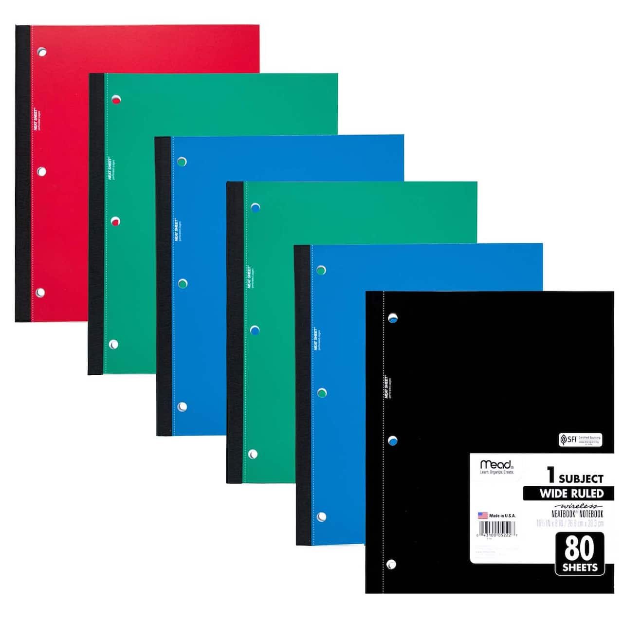 Mead® Wireless 1 Subject Wide Ruled Neatbook Notebook, 6ct.
